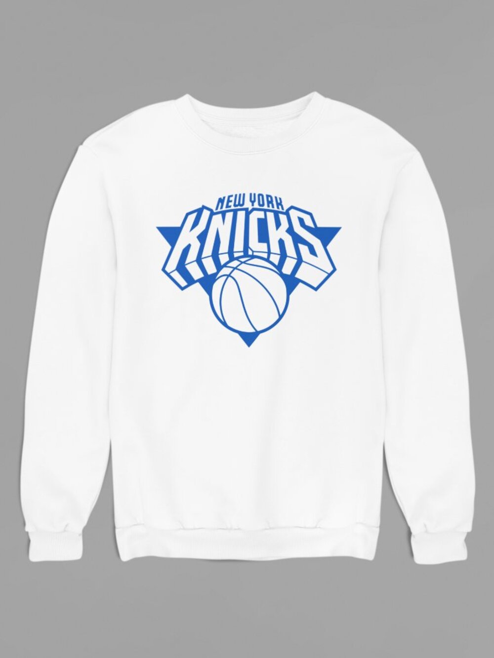 NEW York Knicks Team Color Pop Long Sleeve Fleece Crew Sweatshirt WHITE